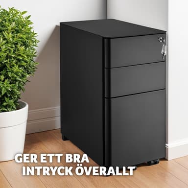 tectake Rullande arkivskåp Parvus, 2 lådor, 1 hängmappsskåp - svart