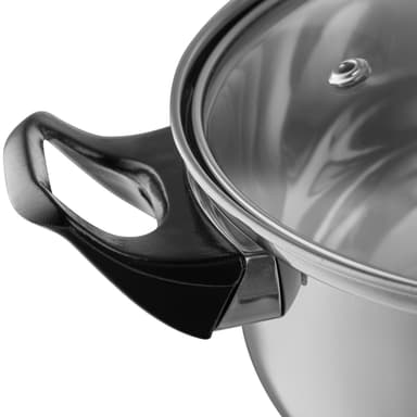 tectake Grytset, kastruller och stekpanna, 12 st i rostfritt stål med glaslock - silver