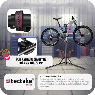 tectake Cykelreparationsställ Jan - Fällbar och höj- och sänkbar, lämplig för elcyklar - grå/svart