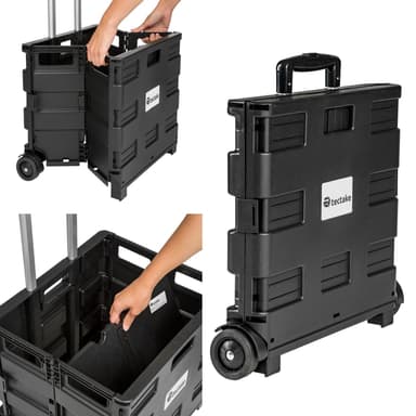 tectake Shoppingvagn hopfällbar - svart