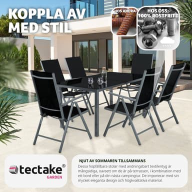 tectake 6 hopfällbara trädgårdsstolar i aluminium - antracit