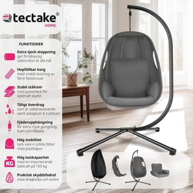 tectake Hängstol Anika med stativ och dyna, 160 kg - antracit