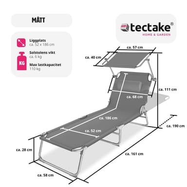 tectake 2 Solsängar Chloé - grå