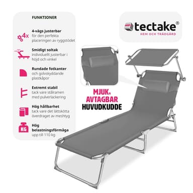 tectake 2 Solsängar Chloé - grå