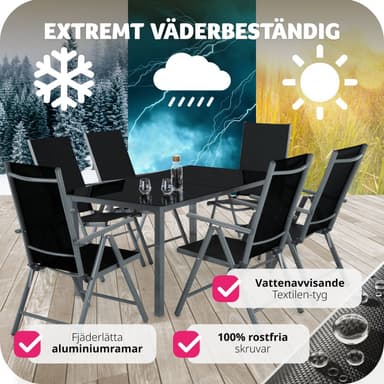 tectake 6 hopfällbara trädgårdsstolar i aluminium - antracit