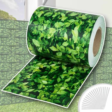 tectake PVC-skyddsfilm med fästklämmor - 35 m, gröna löv