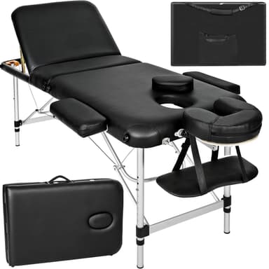 tectake 3-zons massagebänk i aluminium 5 cm stoppning + väska - svart