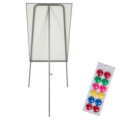 tectake Whiteboard på ben 65 x 95 cm vit + 12 magneter - vit