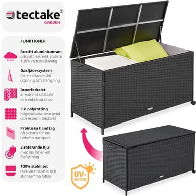 tectake Dynbox i konstrotting, Förvaringslåda, Trädgårdslåda för Utomhusförvaring - svart