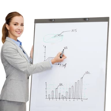 tectake Whiteboard på ben 65 x 95 cm vit + 12 magneter - vit