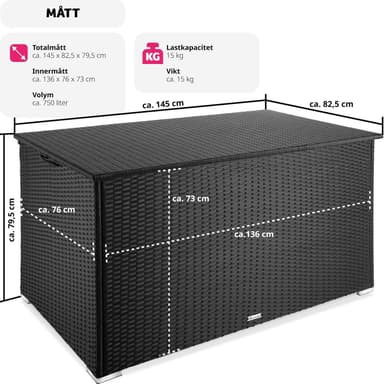 tectake Dynbox Oslo med aluminiumram, i konstrotting - svart