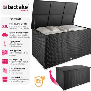 tectake Dynbox Oslo med aluminiumram, i konstrotting - svart