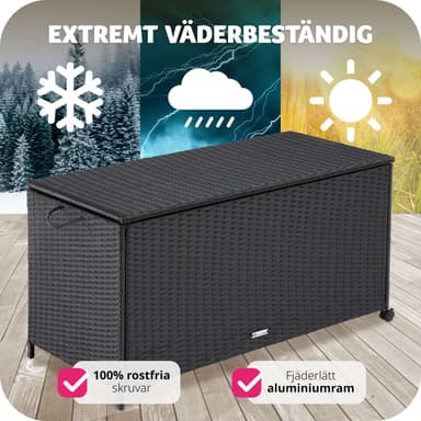 tectake Dynbox i konstrotting, Förvaringslåda, Trädgårdslåda för Utomhusförvaring - svart