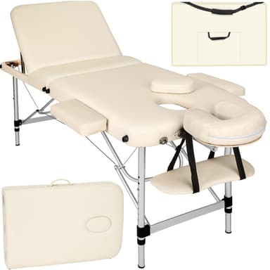 tectake 3-zons massagebänk i aluminium 5 cm stoppning + väska - beige