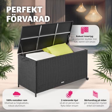 tectake Dynbox i konstrotting, Förvaringslåda, Trädgårdslåda för Utomhusförvaring - svart