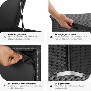 tectake Dynbox Oslo med aluminiumram, i konstrotting - svart