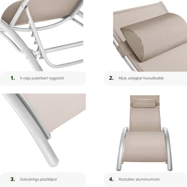 tectake 2 solsängar Alina - beige