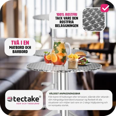 tectake Cafébord i aluminium Ø60cm - 6,5 cm