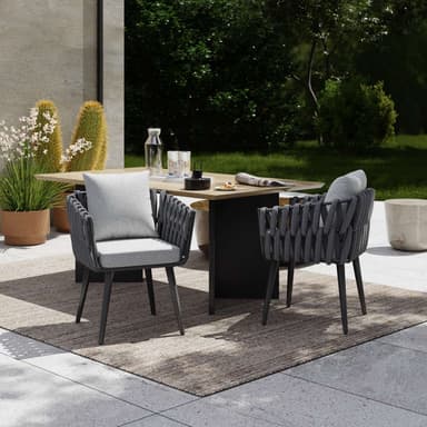 tectake 2 set stolar Lugano i repdesign med aluminiumram - antracit