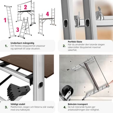 tectake Byggställning - Universalstege - silver
