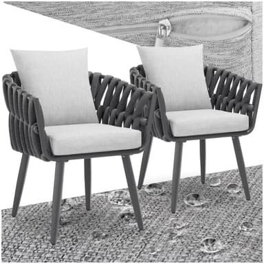 tectake 2 set stolar Lugano i repdesign med aluminiumram - antracit