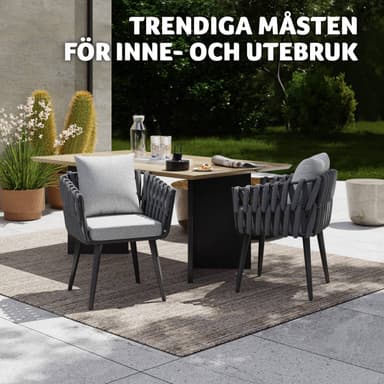 tectake 2 set stolar Lugano i repdesign med aluminiumram - antracit