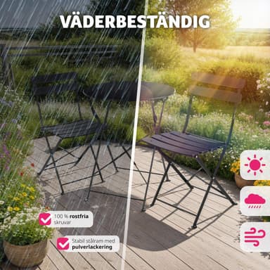 tectake Bistrobord set Frieda, hopfällbart för 2 personer - svart
