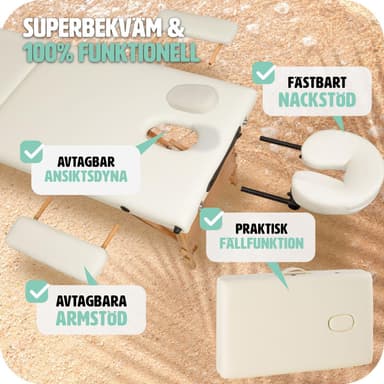 tectake 3-zons massagebänk, stoppning + väska - beige