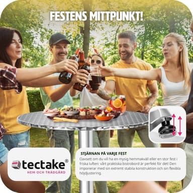 tectake Cafébord i aluminium Ø60cm - 6,5 cm