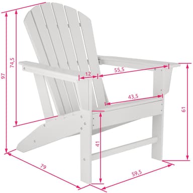 tectake Trädgårdsstol i Adirondack design - vit/vit