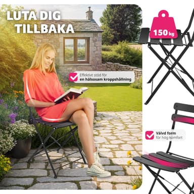 tectake Bistrobord set Frieda, hopfällbart för 2 personer - svart