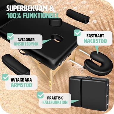 tectake 3-zons massagebänk Somwang med 7,5 cm stoppning och träram - svart