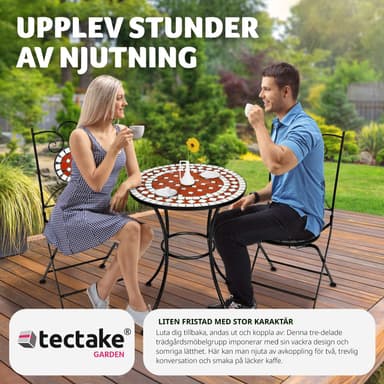 tectake Caféset Mosaik 2 stolar + bord, 60 cm diameter - brun
