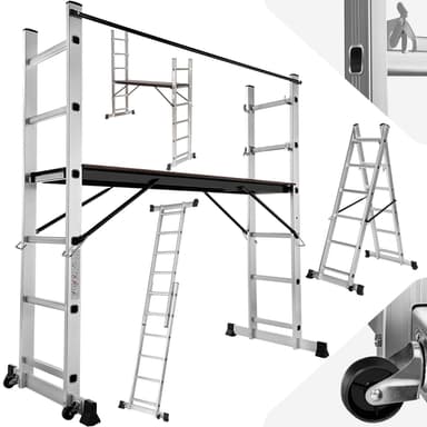 tectake Byggställning - Universalstege - silver