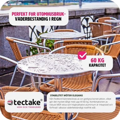 tectake Cafébord i aluminium Ø60cm - 6,5 cm