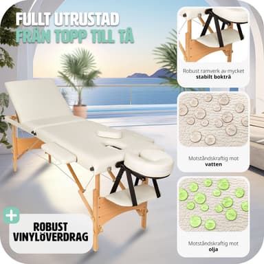 tectake 3-zons massagebänk, stoppning + väska - beige