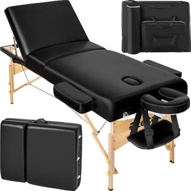 tectake 3-zons massagebänk Somwang med 7,5 cm stoppning och träram - svart