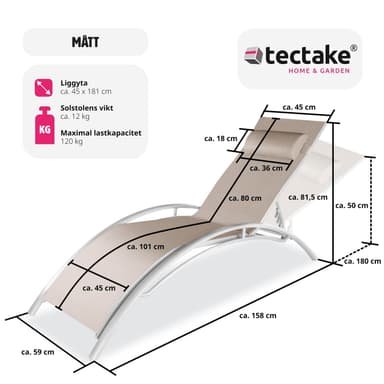 tectake 2 solsängar Alina - beige