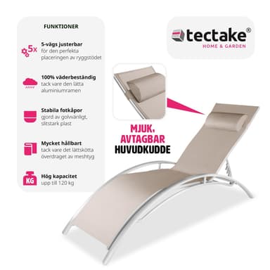 tectake 2 solsängar Alina - beige