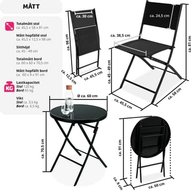 tectake Caféset Düsseldorf - svart