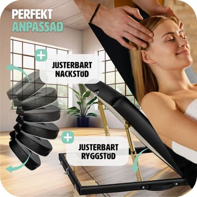 tectake 3-zons massagebänk Somwang med 7,5 cm stoppning och träram - svart
