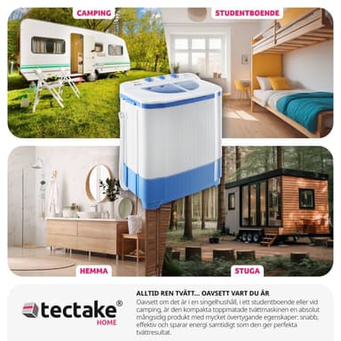 tectake Mini-tvättmaskin 4,5 kg med centrifug - vit