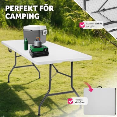 tectake Camping fällbord 183x76x74cm - vit