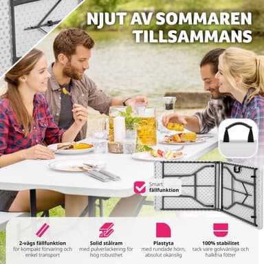 tectake Camping fällbord 183x76x74cm - vit