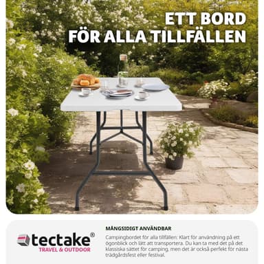 tectake Camping fällbord 183x76x74cm - vit