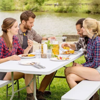 tectake Camping fällbord 183x76x74cm - vit