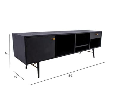 TV-bord LUXEMBOURG 150x40xH50cm, svart