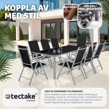 tectake 8 hopfällbara trädgårdsstolar i aluminium - silver