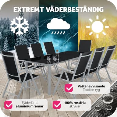 tectake 8 hopfällbara trädgårdsstolar i aluminium - silver