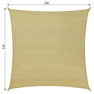 tectake Solsegel i polyeten kvadratiskt, beige - 300 x 300 cm